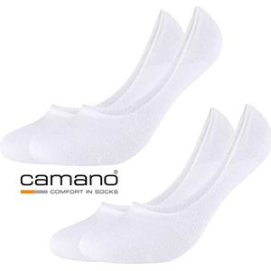 CAMANO Sneakersokken Invisible Footies Kousenvoetjes 2 PACK 39/42 Naadloos in ultra lichte katoen Wit met silicone op de hiel 100% garantie om niet af te zakken