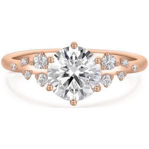 Aurora - 18k Roségouden Moissanite Ring met Minimalistische Zijstenen - 1.5 karaat