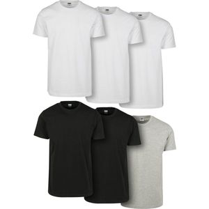 Urban Classics - Basic 6-Pack Heren T-shirt - 3XL - Multicolours/Grijs