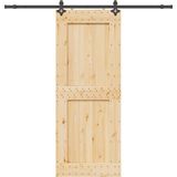 vidaXL - Schuifdeur - met - beslag - 90x210 - cm - massief - grenenhout