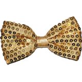 Toppers - Funny Fashion Carnaval verkleed vlinderstrikje met glitter pailletten - goud - polyester - heren/dames
