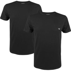 Emporio Armani 2P O-hals shirts stretch zwart - S
