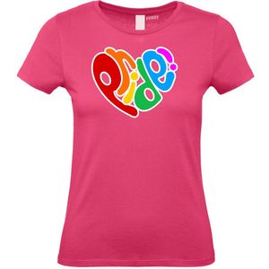Dames T-shirt Pride Hart | Gay pride shirt kleding | Regenboog kleuren | LGBTQ | Roze dames | maat S