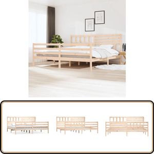 vidaXL Bedframe - Massief Hout - 200x200 cm - Zonder Matras Massief Houten Bed - Grenenhouten Bed - Bed Frame - Tweepersoons Bed - Boxspring Bed