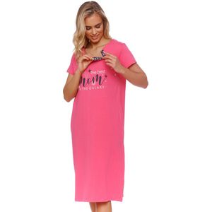 Doctor Nap Katoenen Nachthemd met Magnetische Drukknoopjes Borstvoeding Zwangerschap Nachtkleding Peony TCB.9992 M