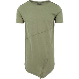 Urban Classics - Long Open Edge Front Zip Heren T-shirt - XL - Groen