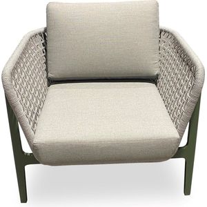 Tierra Outdoor Loungestoel Montreal - Aluminium en Olefin Rope - Groen en Grijs - 1 Loungestoel voor buiten
