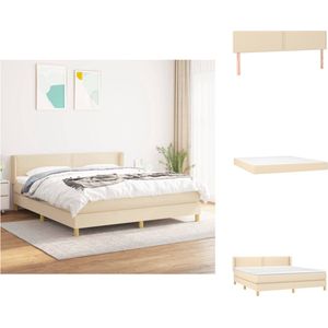 vidaXL Boxspringbed - Luxe - Bed - 203 x 183 x 78/88 cm - Crème - Comfortabele ondersteuning - Bed