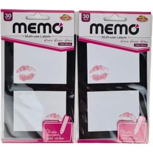 Memoblok - Zelfklevend  - School / Kantoor - Wit / Roze - Papier - 150 x 100 mm - Set van 2x 30 Sheets