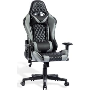 Game Stoel - Gaming Stoel - Gaming Chair - Zwart - Bureaustoel Met Nekkussen & Verstelbaar Rugkussen - Instelbare Zithoogte