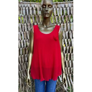 Plissé Top - Roosje - Rood - One Size (maat 38 t/m 42)