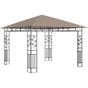 vidaXL Prieel met klamboe 3x3x2,73 m 180 g/m² taupe - Tuinhuisje - Tuinhuisjes - Luifel - Luifels
