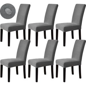 Stoelhoezen Set van 6 stoelhoezen stretchhoezen voor schommelstoelen eetkamerstoelen stoelen bescherming stoelhoezen decoratieve bi-elastische hoes voor hotel, bruiloft, banket, keuken, restaurant, feest, kantoor (grijs)