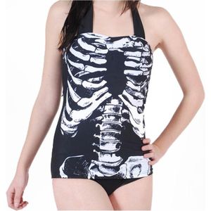 Banned - SKELETON Badpak - XS - Zwart/Wit