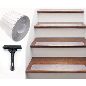 Set of 20 Non-Slip Stair Mats - Transparent, Waterproof with Installation Roll - for Children, Elderly, and Pets trapmatten