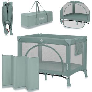 Lionelo Laura - Compact 2-in-1 Reisbedje & Box - Kinderbed - Lichtgewicht - 2 Hoogtes - Wielen met Rem - Gaas Zijpanelen & Peuter Ingang - Inclusief Draagtas & Opbergzak