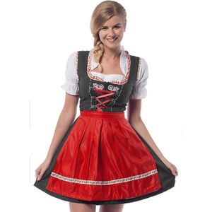 Tannhauser Oktoberfest Dirndl Dames Laura Oktoberfest Dames Carnavalskleding Dames - Polyester -Zwart/Rood- Maat S - Valt klein, bestel een maat groter dan je gewend bent