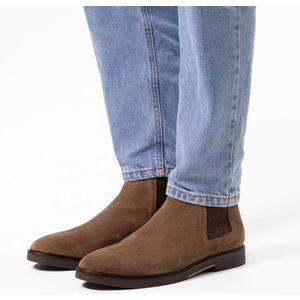 Manfield - Heren - Taupe suède chelsea boots - Maat 47