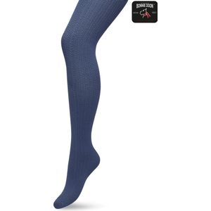 Bonnie Doon Dames Herringbone Panty 100 Denier Blauw maat L/XL - Chique Panty - Streepjes Dessin - Brede Boord - Comfort - Herringbone Print - Gestreept - Little Herringbone Tights - Feestelijk - Blue Ashes - BP211908.146