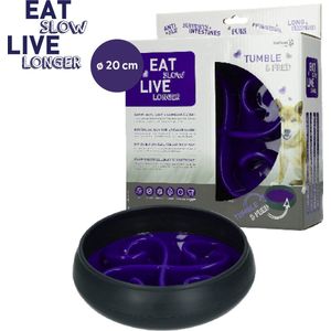 Eat Slow Live Longer Tumble Feeder – Voerbak – Anti-schrok bak voor honden – Slow feeder met beweging – De Trager eten voor je huisdier - Blauw - ø 20 cm