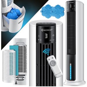 Thuys – Luxe Torenventilator – Geluidloos – Mobiele Airco zonder Afvoer – Afstandsbediening – Instelbare Snelheden – Modern Design – 60W – Wit