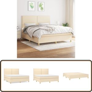 vidaXL Boxspring - Crème - 180x200 cm - Inclusief Matras Boxspringbed - Slaapcomfort - Pocketveermatras - Verstelbare Hoofdbord - Duurzaam Materiaal