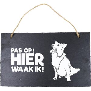 Paper Dreams Waakbord Bordercollie 15 X 25 Cm Leisteen Zwart