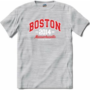 Boston 2014 | Boston - Vintage - Retro - T-Shirt - Unisex - Donker Grijs - Gemêleerd - Maat 3XL