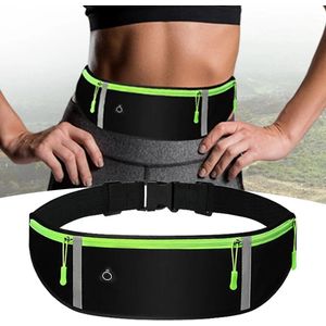 Running Belt | Heuptas | Buik Tas | Sportriem | Hardloop Riem Band Fles | Wandelen | Met Headset | Telefoon Geschikt voor: Telefoons / iPhone / Smartphone | Snack | Kleine Drinkfles | Waterafstotend | Heup riem | Zwart