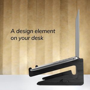 Laptopstandaard van bamboe, ergonomische universele houder voor notebook verhoging, compatibel met 10-15 inch, laptophouder, bureau, verticale laptopstandaard (bamboezwart)