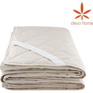 DevoHome Hennep Matrasbeschermer – 90x200 cm – Coton en Hennep - Biologisch & ecologisch – Matrashoes Matrasovertrek – Antibacterieel – Ademend – Beige