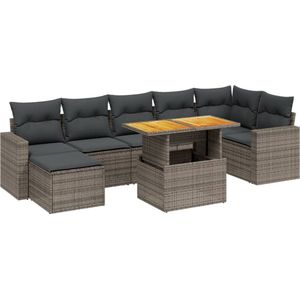 vidaXL Loungeset 8-delig - Grijs - Inclusief kussens