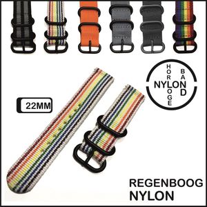 22mm Horlogeband Regenboog kleuren - Vintage Strap James Bond - Nato Strap collectie - Horlogebanden - 22 mm bandbreedte voor oa. Seiko Rolex Omega Casio en Citizen - Pushpin Quick release