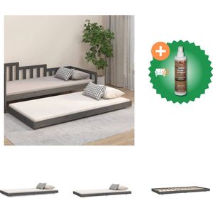 vidaXL Bedframe massief grenenhout grijs 80x200 cm - Bed - Inclusief Houtreiniger en verfrisser