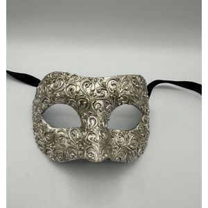 Venetiaans masker Zilver voor volwassenen, handgemaakt - Luxe gala masker zilver- Venetiaans masker heren.