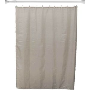 Tendance Douchegordijn en ophangstang - uitschuifbaar 70-120 cm - taupe - met ringen - wasbaar