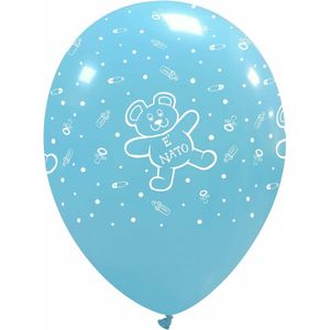 10 x ballon licht blauw  / 30cm / Met tekst in het Italiaans ""e nato""  / EAN © Promoballons