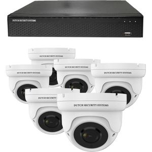 Draadloze Camerabeveiliging - Sony 5MP - 2K QHD - Set 6x Dome - Wit - Binnen & Buiten - Met Nachtzicht - Incl. Recorder & App