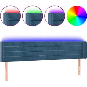 vidaXL - Hoofdbord - LED - 183x16x78/88 - cm - fluweel - donkerblauw