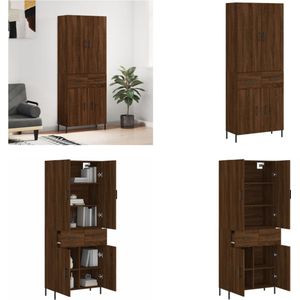 vidaXL Hoge kast 69-5x34x180 cm bewerkt hout bruineikenkleurig - Hoge Kast - Hoge Kasten - Hoge Kast Met Lade - Kast