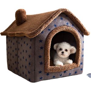 Château Animaux® Hondenhuis - Kattenhuis - 50 x 40x 46 cm - Dierenhuis - Kattenhok - Hondentent - Hondenhuisjes voor binnen - Bruin