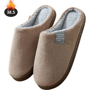 Bovista Warme Pantoffels - Sloffen - Slippers - Dames - Heren - Pluche - Maat 41.5 - Koffie