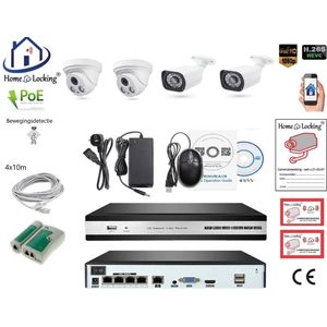 Home-Locking camerasysteem met NVR 5.0MP H265 POE met 4 camera's 1944P 5.0MP CS-4-1432