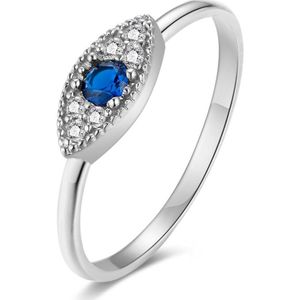 Twice As Nice Ring in zilver, oog, witte en blauwe zirkonia 52