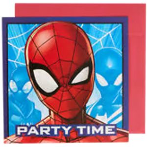 Marvel Spider-Man uitnodigingen 8 stuks met bijbehorende envelop