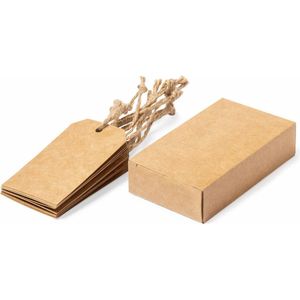 Cadeau tags/labels - kraftpapier/karton aan touwtjes - 10x stuks - 5 x 9 cm - kado etiketten
