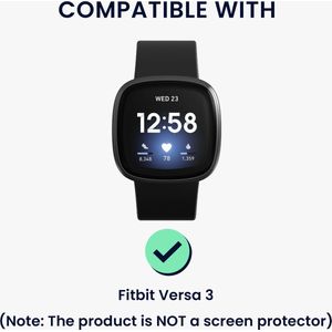 kwmobile 2x kunststof horloge rand bescherming geschikt voor Fitbit Versa 3 / Sense Beschermhoes - Glitter beschermhoesje zwart / zilver