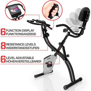 Physionics - Hometrainer - Inklapbaar - Verstelbaar - LCD Display - Fitnessbike - Fitnessfiets - Rugleuning