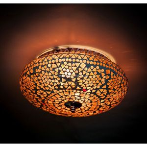 Oosterse mozaïek plafondlamp Indian Design | 2 lichts | paars | glas / metaal | Ø 25 cm | eetkamer / woonkamer / slaapkamer | sfeervol / traditioneel / modern design