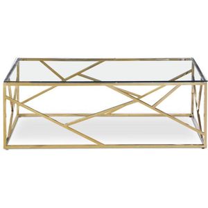 Hoom Interiors Mason - Salontafel - Glas - Gouden Frame